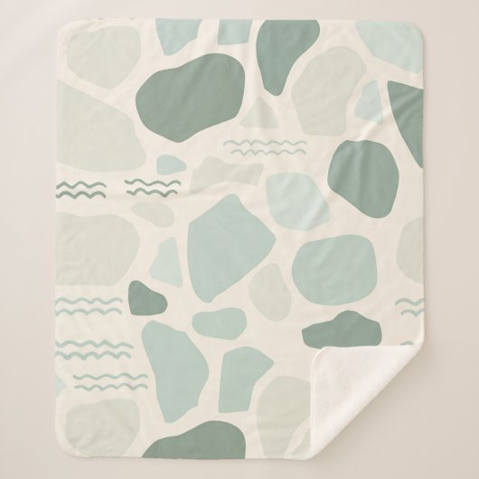 Salbeigrüne Strandglas-Textur Küstenästhetik Sherpadecke (Vorderseite)