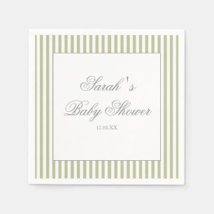 Salbeigrüne Streifen-Baby-Party Serviette