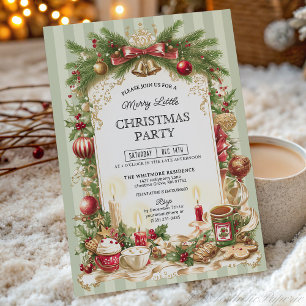 Salbeigrüne Streifen Frohe kleine Weihnachtsfeier Einladung