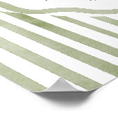 Salbeigrüne Streifen Garten Hochzeitsprobe Poster (Ecke)
