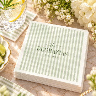 Salbeigrüne Streifen Hochzeit Küsten Chic Serviette