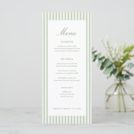 Salbeigrüne Streifen Klassische Hochzeitstisch-Men Menükarte