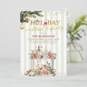 Salbeigrüne Streifen Weihnachts-Feier-Cocktail Einladung (Stehend Vorderseite)