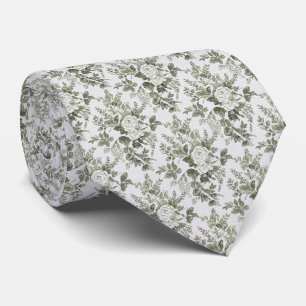 Salbeigrüne Toile-Blumen Krawatte