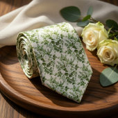 Salbeigrüne Toile-Blumen  Krawatte