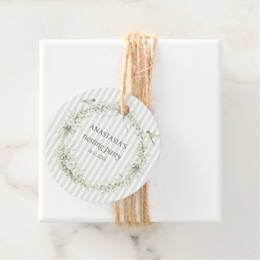 Salbeigrüne Toile De Juoy Nesting-Party Geschenkanhänger (Beispiel)