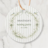 Salbeigrüne Toile De Juoy Nesting-Party Geschenkanhänger (Vorderseite)