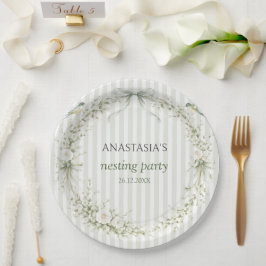 Salbeigrüne Toile De Juoy Nesting-Party  Pappteller