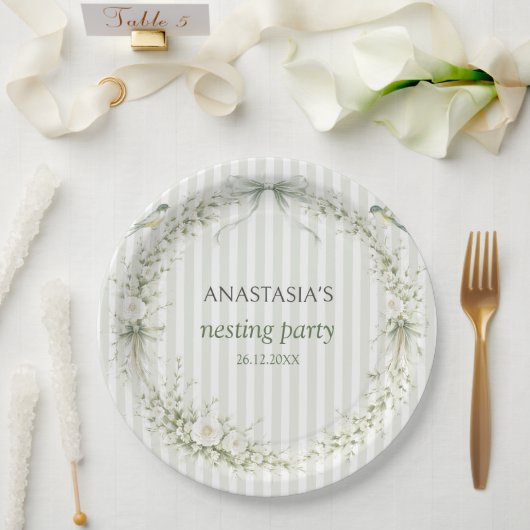 Salbeigrüne Toile De Juoy Nesting-Party  Pappteller (Hochzeit)