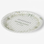Salbeigrüne Toile De Juoy Nesting-Party  Pappteller (Schrägansicht)
