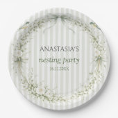 Salbeigrüne Toile De Juoy Nesting-Party  Pappteller (Vorderseite)
