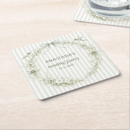 Salbeigrüne Toile De Juoy Nesting-Party  Rechteckiger Pappuntersetzer