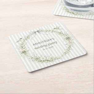 Salbeigrüne Toile De Juoy Nesting-Party Rechteckiger Pappuntersetzer