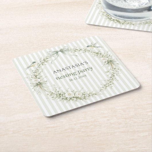 Salbeigrüne Toile De Juoy Nesting-Party Rechteckiger Pappuntersetzer (angewinkelt)