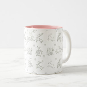 Salbeigrüne Toile-Hasen-Kaninchen Zweifarbige Tasse