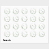 Salbeigrüne Toile viktorianische Hochzeitsinitiale Runder Aufkleber (Blatt)