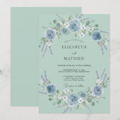 Salbeigrüne traumhafte Lavendel-Hochzeit Einladung (Vorne/Hinten)