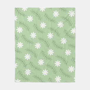 Salbeigrüne tropische Blumen Botanische Frühlings- Fleecedecke