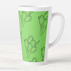 Salbeigrüne Tulpen Latte Tasse - Minimalistischer