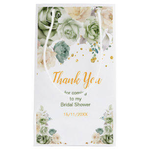 Salbeigrüne und cremefarbene florale Brautparty Kleine Geschenktüte