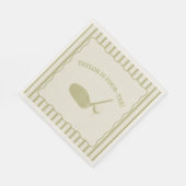Salbeigrüne und cremefarbene Streifen Golf-Themen- Serviette (Ecke)