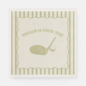 Salbeigrüne und cremefarbene Streifen Golf-Themen- Serviette (Vorderseite)