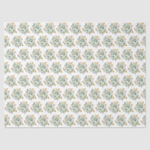 Salbeigrüne und goldene elegante Blumen Seidenpapier