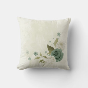 Salbeigrüne und weiße Blume Kissen