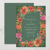 Salbeigrüne üppige rustikale Hochzeit Einladung (Vorne/Hinten)