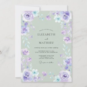 Salbeigrüne verlockende Aquarell-Hochzeit Einladung