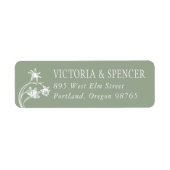 Salbeigrüne Vintage-Blumen-Hochzeit-Rücksendeadres (Vorne)