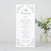 Salbeigrüne Vintage-Blumenhochzeit Programm (Stehend Vorderseite)