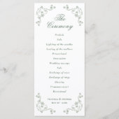 Salbeigrüne Vintage-Blumenhochzeit Programm (Vorderseite)