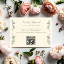 Salbeigrüne Vintage-Floral-Hochzeits-RSVP-QR-Code