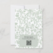Salbeigrüne Vintage-Französische QR-Code-Hochzeits Einladung (Rückseite)
