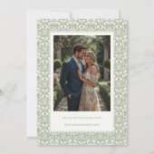 Salbeigrüne Vintage-Gartenhochzeit Save The Date (Rückseite)