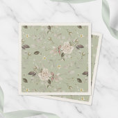 Salbeigrüne Vintage-Rosen-Blumen Serviette
