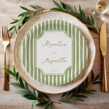 Salbeigrüne vintage Streifen Hochzeit personalisie