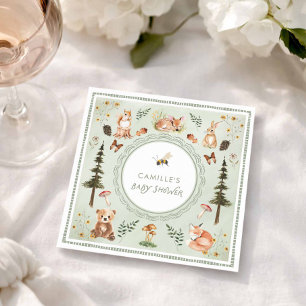 Salbeigrüne Wald-Baby-Shower-Servietten Serviette