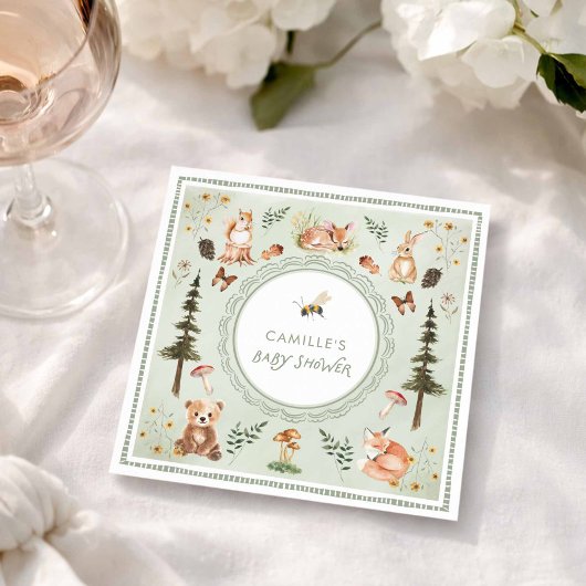 Salbeigrüne Wald-Baby-Shower-Servietten Serviette