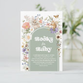 Salbeigrüne Wald-Wildblumen-Bücher für Baby Begleitkarte (Stehend Vorderseite)