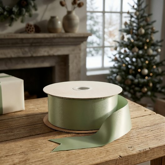 Salbeigrüne Weihnachts-Geschenkverpackungsband Satinband