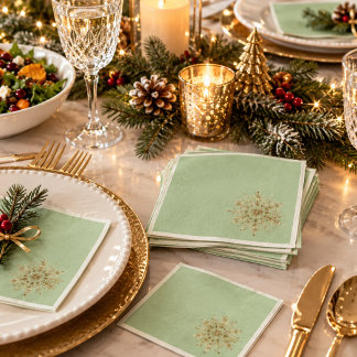 Salbeigrüne Weihnachtsservietten mit goldenem Schn Serviette