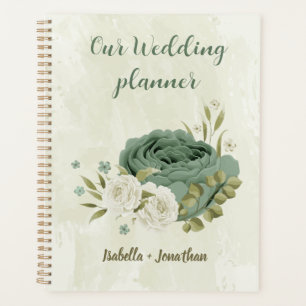 Salbeigrüne weiße Blumen Hochzeit Planer