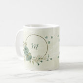 salbeigrüne weiße Blumen Kaffeetasse (Vorderseite Links)