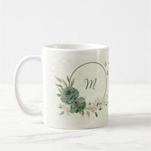salbeigrüne weiße Blumen  Kaffeetasse