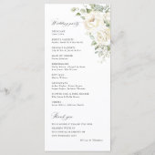 Salbeigrüne Weiße Florale Elegante Hochzeitszeremo Programm (Rückseite)