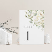 Salbeigrüne weiße florale Hochzeitstischnummern