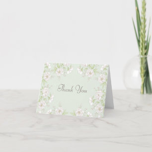 Salbeigrüne Weiße Rosen Hochzeit Danke Karte