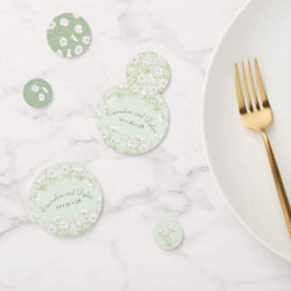 Salbeigrüne Weiße Rosen Hochzeit Konfetti